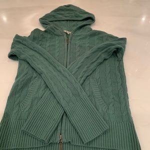 VINCE CABLE KNIT CASHMERE ZIP UP HOODIE sz L